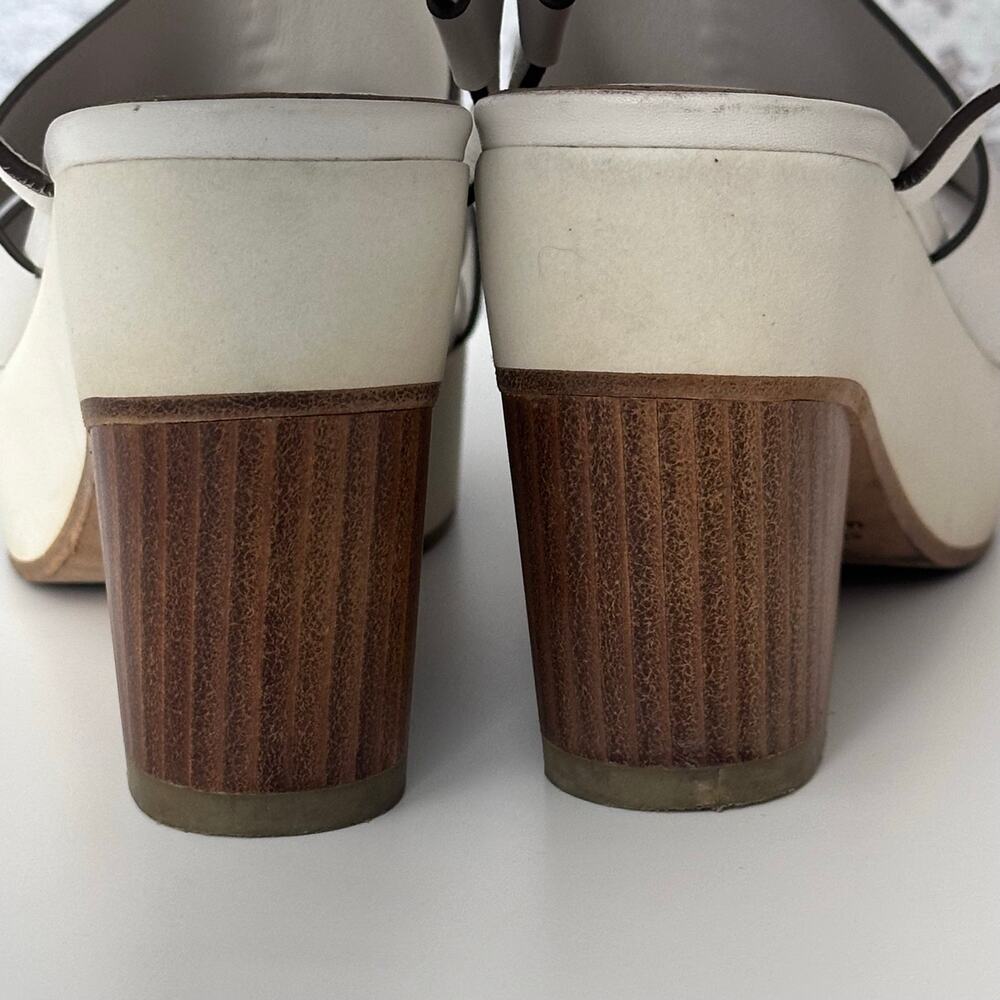 HERMÈS Opaline Leather Slingback Sandals - White, Brown - Picture 4 of 11